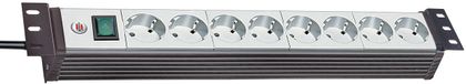 Brennenstuhl Premium-Line 19" stekkerdoos voor schakelkasten 8-voudig zwart/lichtgrijs 3m H05VV-F 3G1,5