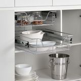 Merkloos 3 x Schuiflade Keukenkast - 50cm - SET - 3x - Zilver - Staal - Soft close