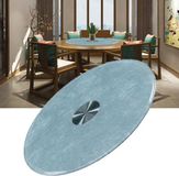 Merkloos / Sans marque Famanu Roterend dienblad serveerschaal voor eettafel met glazen tafelblad en blauw marmeren ontwerp