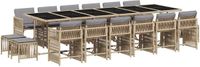 vidaXL 17-delige Tuinset met kussens, polyrattan, gemengd beige