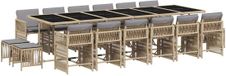 vidaXL 17-delige Tuinset met kussens, polyrattan, gemengd beige