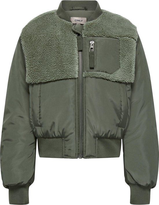 ONLY KOGEMMY NYLON FLEECE MIX BOMBER CP OTW Meisjes Bomberjack - Maat 140 - Tea Leaf