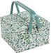 Hobby Gift Exclusieve grote naaidoos met twee deksels, knutseldoos, accessoirelade, speldenkussen, PVC-handgrepen, 25 x 25 x 17 cm, Eucalyptus