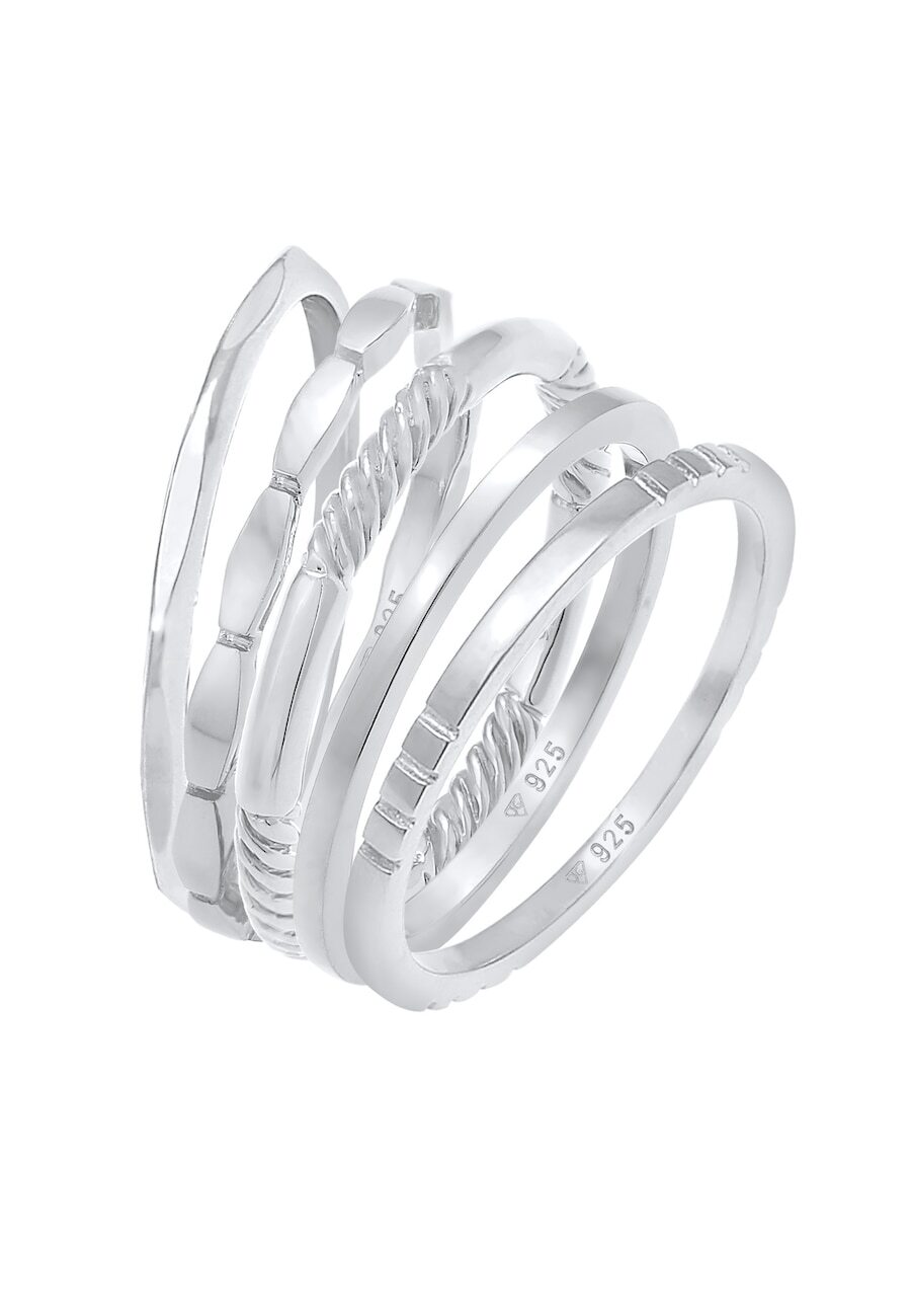 Elli Elli Elli Ring Dames Stacking Ring Band Set van 5 in 925 Sterling Zilver Ringen