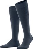 FALKE Airport lang eenkleurig wol katoen kniekousen heren blauw - maat 45-46