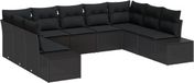 vidaXL Banc de jardin - Set - avec - coussin - 9 - pcs - Noir - poly - rotin