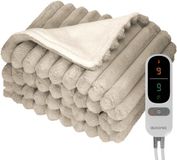 Auronic Elektrische Deken - 200 x 180cm - 2 Persoons Warmtedeken - 3 Warmtestanden - Verwarmingsdeken - Pluche - Taupe