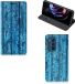 Motorola Edge 20 Pro Étui portefeuille bois bleu