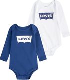 Levi's Kids 2pk Batwing Bodysuit Blauw/Wit 6-12 Maanden