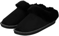 Apollo teddy sloffen - dames - zwart - instappers - teddystof - pantoffels - laag 41-42