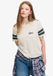 Superdry Varsity Script Stripe T-shirt Dames Korte Mouw Baumwolle Oyster Cream Maat 16