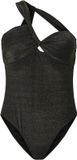 PIECES PCLAOMI LUREX ONE SHOULDER SWIMSUIT - Zwart - S