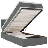 vidaXL Lit plateforme avec matelas, gris foncé, tissu, 80x200cm