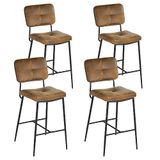 MEUBLE COSY Barkrukken, set van 4 barstoel, zithoogte 69 cm, met rugleuning en voetensteun van suède, voor bar, bistro, café, keuken, industrieel, bruin, 51x46x102cm