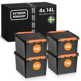SmartStore Kunststof opbergbox met deksel I 14 liter I Set van 4