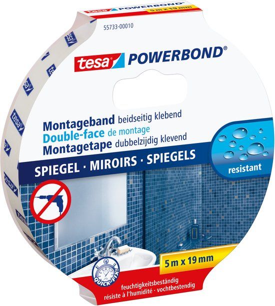 tesa Powerbond Spiegel - wit - 19mm x 5m
