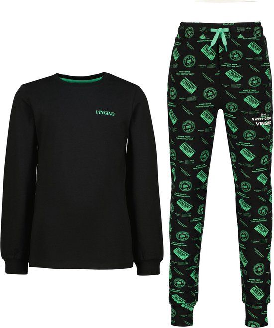 Vingino Wex Jongens Pyjama Deep Black Katoen/Elastaan Maat 170-176