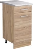 Vicco Keukenonderkast R-Line, Sonoma/Goudkleurig Eiken, 40 cm marmer werkblad