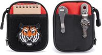 EDC Organizer Bag - Compact Mini Tool Bag - Black+Red - Polyester - 8 Pockets and Velcro Closure
