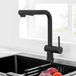 Unyqoos® Robinet de cuisine moderne noir avec douchette extractible et design pivotant à 360 degrés