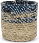 Safaary - Rieten Mand van Zeegras Blauw-Naturel - 36x36 CM