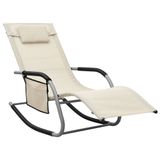 VidaXL Fauteuil de jardin rembourré acier, textile crème, gris