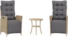 vidaXL Bistroset van 3 delen met kussens, polyrotan, gemengd, beige
