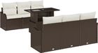 vidaXL Tuinbank Set 7-delig Bruin en Crème Polyrattan