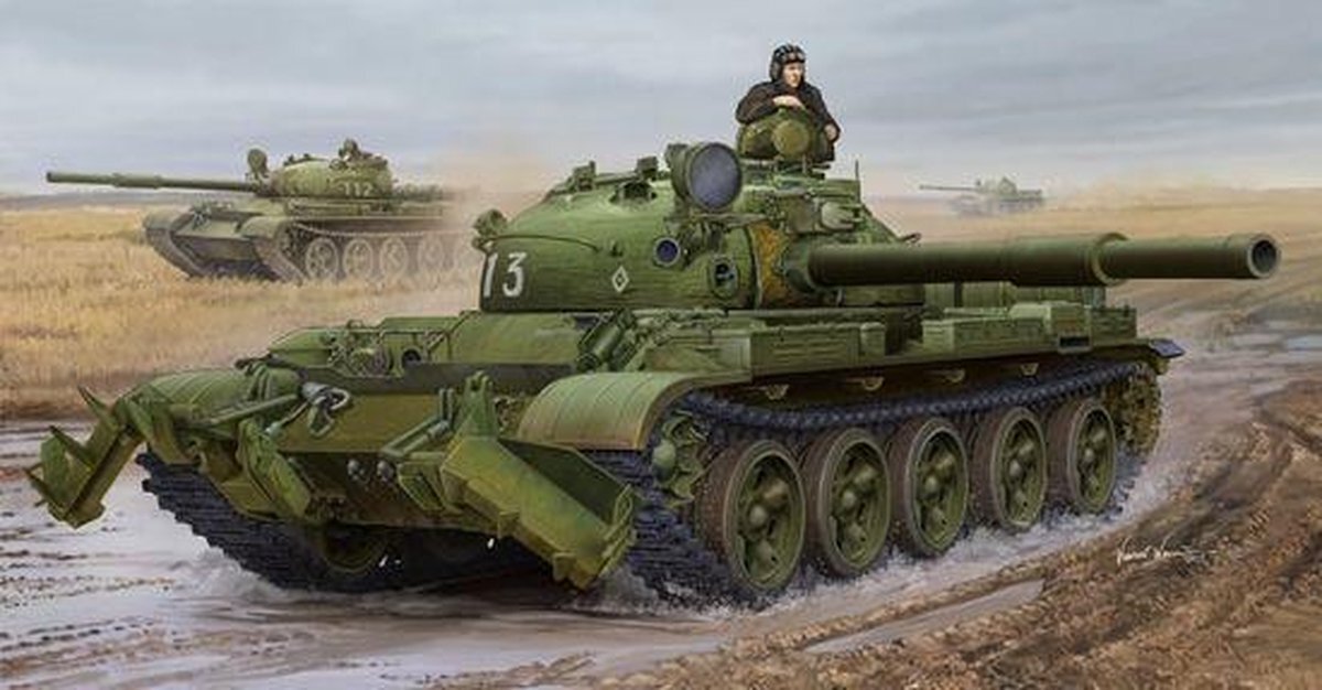 Trumpeter 01550 - modelbouwset Russian T-62 Mod.1975-KMT-6 vulling Plow