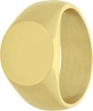 Lucardi Heren Gerecycled stalen goldplated zegelring rond