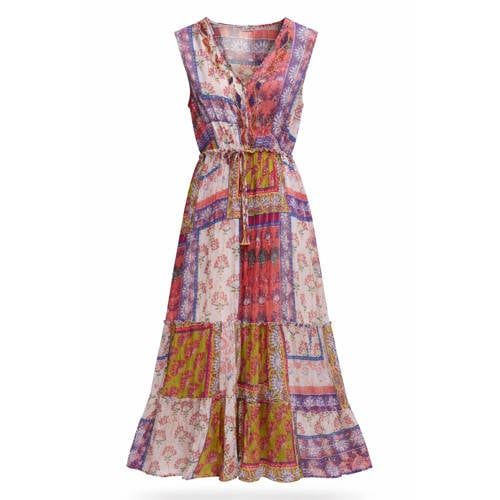 Paprika Paprika viscose midi jurk Plus Size met print - meerkleurig
