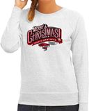Bellatio Decorations Merry Christmas Kersttrui sweater - voor dames - grijs - Kerstdiner kleding / Christmas outfit XS