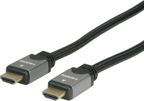 Roline HDMI HighSpeed kabel met Ethernet, M/M, zwart / zilver, 2 m