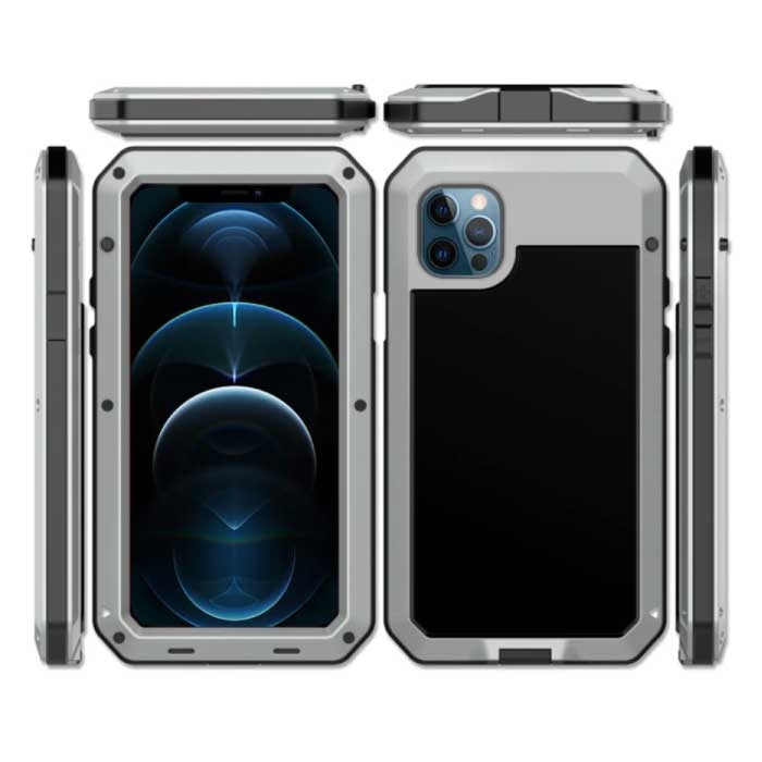 R-JUST R-JUST iPhone 8 360°  Full Body Case Tank Hoesje + Screenprotector - Shockproof Cover Metaal Zilver