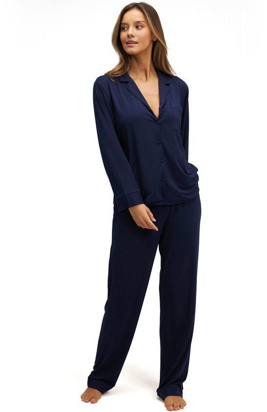 Dore & Rose Premium Pyjama Dames - 95% Tencel - Lichtgewicht - Extreem Zacht - Donkerblauw - M