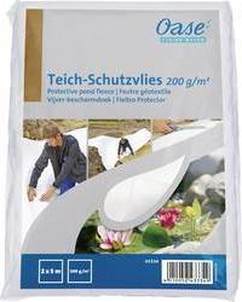 Oase 43334 folieonderlegger vijverbeschermingsdoek 200 g/m2 / 2 x 5 m, wit | vijverdoek | beschermingsdoek