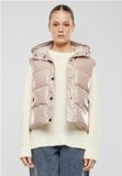 Urban Classics Recycled Shiny Puffer Vest with Hood Mouwloos jacket Roze S
