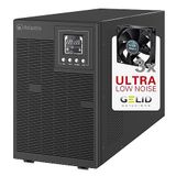 Atlantis A03-OP3002XLN UPS OnLine 75% stille ononderbroken server, dubbele conversie, zuivere sinusgolf, 3000 VA, 2100 W, Low Noise Gelid ventilator 31,3 dbA, USB, 4 IEC, sleuf, 6 x 12 V-9 Ah