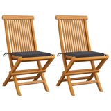VidaXL Chaise de jardin Assise capitonnée Teck Anthracite (2 pièces)