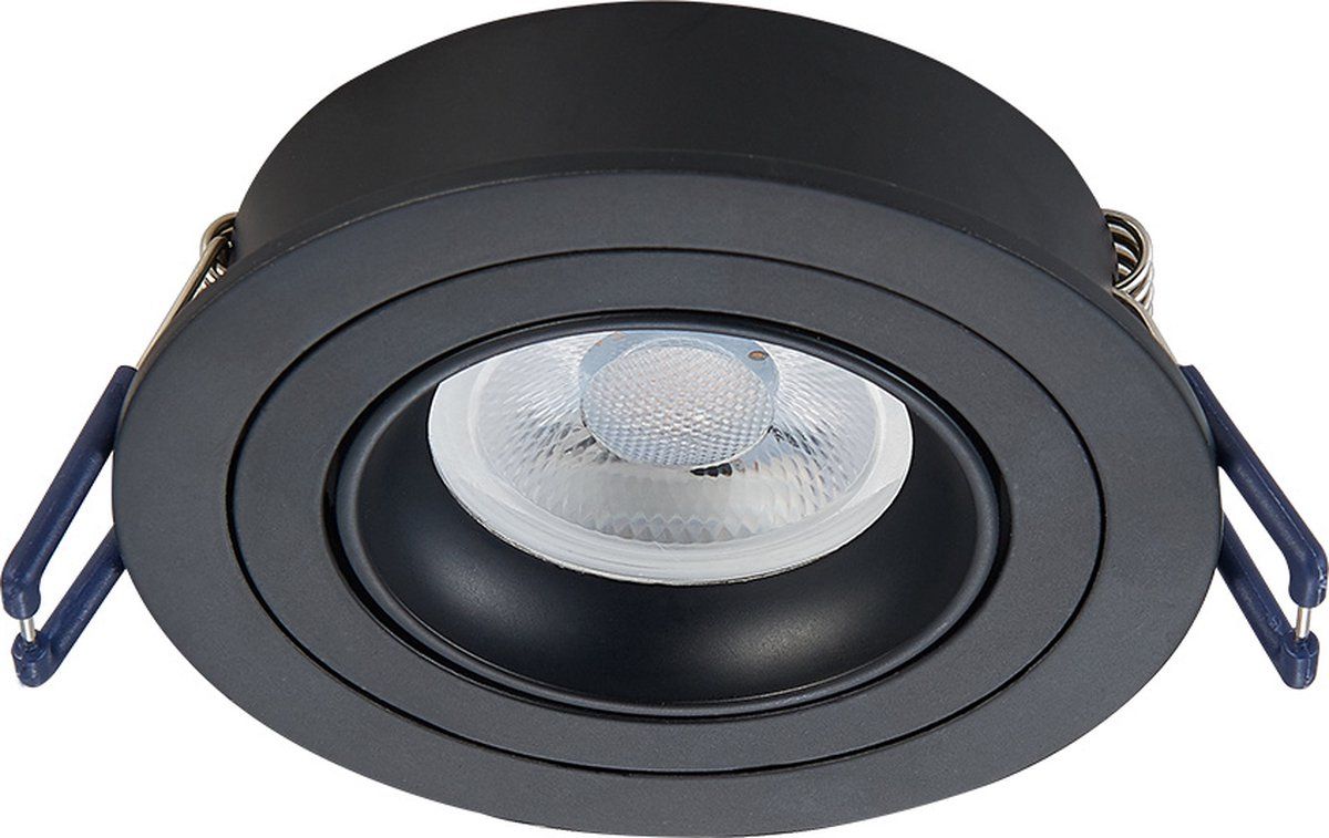 LEDVION Rio LED Inbouwspot - Zwart - 5W - 4000K - ø85mm - Dimbare Aluminium Spot