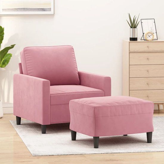 vidaXL Fauteuil met voetenbank fluweel roze