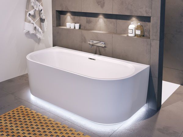 RIHO Desire Back2wall bad met LED verlichting 180x84cm mat wit