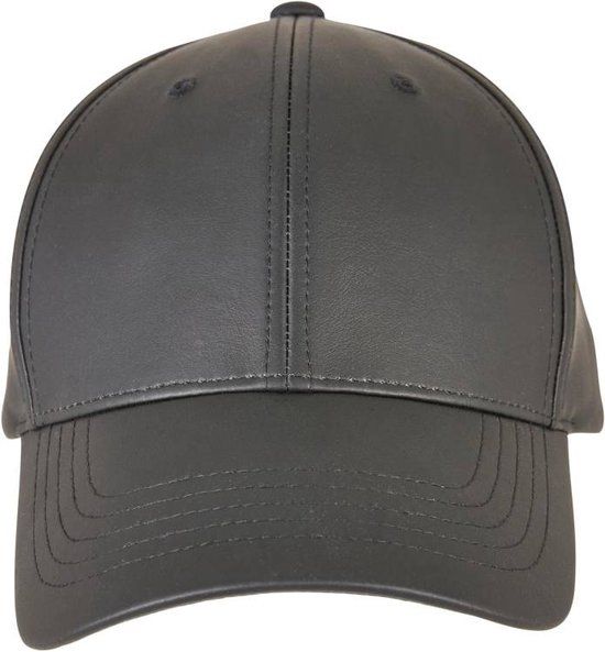 Flexfit Synthetic Leather Alpha Shape Adjustable Hat - Black - Unisex - One Size