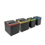 Emuca Recyclingcontainer voor keukenlade Recycle met geurdicht deksel, Hoogte 216mm, 2x12liter, 2x6l