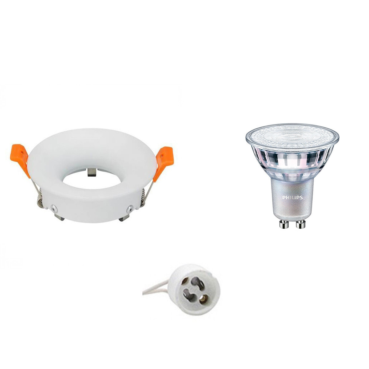 BES LED LED Spot Set - GU10 Fitting - Inbouw Rond - Mat Wit - Ø85mm - Philips - MASTER 927 36D VLE - 3.7W - Warm Wit 2200K-2700K - DimTone Dimbaar