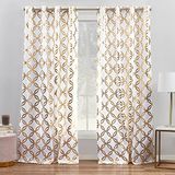 Exclusive Home Curtains Modo Metallic Geometric Light Filtering Grommet Top Curtain Panel Pair, 54x96, Winter/Gold