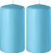 Enlightening Candles 2x Turquoise cilinderkaarsen/stompkaarsen 6 x 12 cm 45 branduren - Geurloze kaarsen turquoise - Woondecoraties