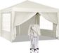 Happyment Tente de réception avec parois latérales - Pavillon - Pliage facile - Pliable - Imperméable résistant aux intempéries - Crème - 3x3 m