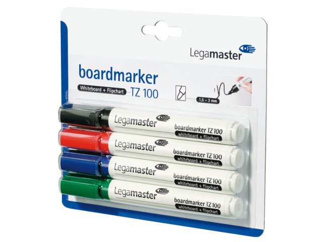 legamaster Viltstift LM TZ100 whiteboard rond assorti 1.5-3mm 4stuks