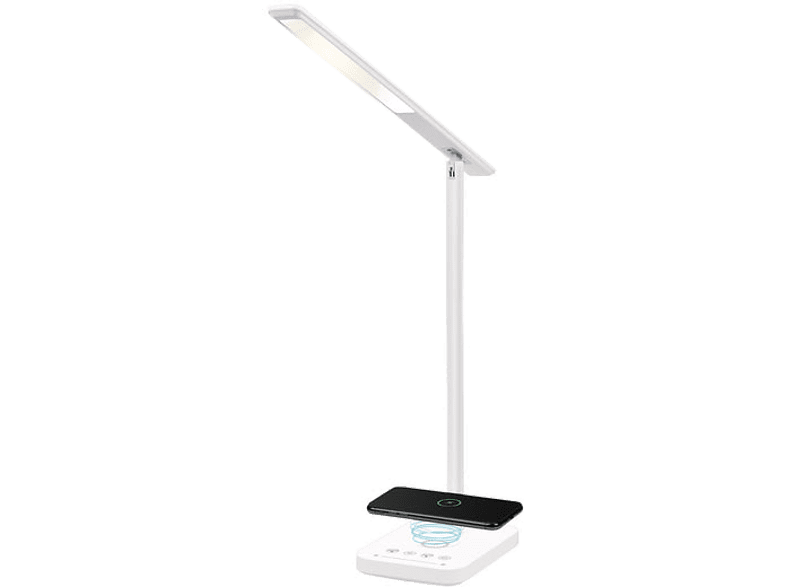 Qware opvouwbare led-bureaulamp met draadloze oplader milton wit